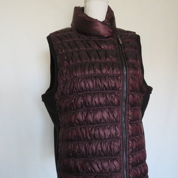 Calvin Klein Performance Premium Down Zipper Puffer Burgundy Women’s Vest XL - Picture 2 of 16